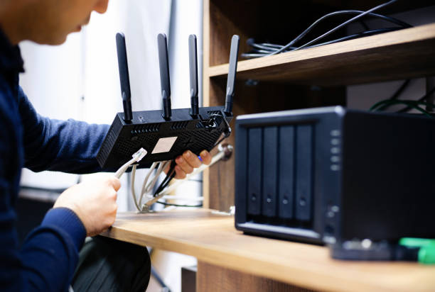 Technician working on printer